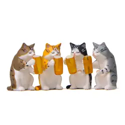 4 шт/лот животное кошка фигурная Смола Модель игрушки Мини мультфильм кошка фигурка коллекция моделей игрушек Рождественский подарок
