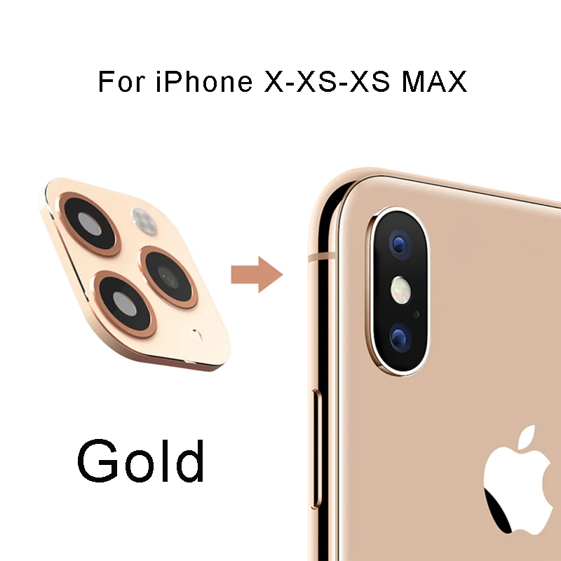 Для iPhone X XS Max XR XS секундная Замена для iPhone 11 Pro Max наклейка на рассеиватель объектив камеры защита экрана изменение для iPhone 11 - Цвет: Gold