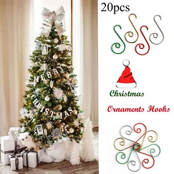 

20Pcs Ornaments Hooks Christmas Tree Pendants Santa Claus Dolls Hanging Hooks Home Xmas Decoration Christmas Supplies