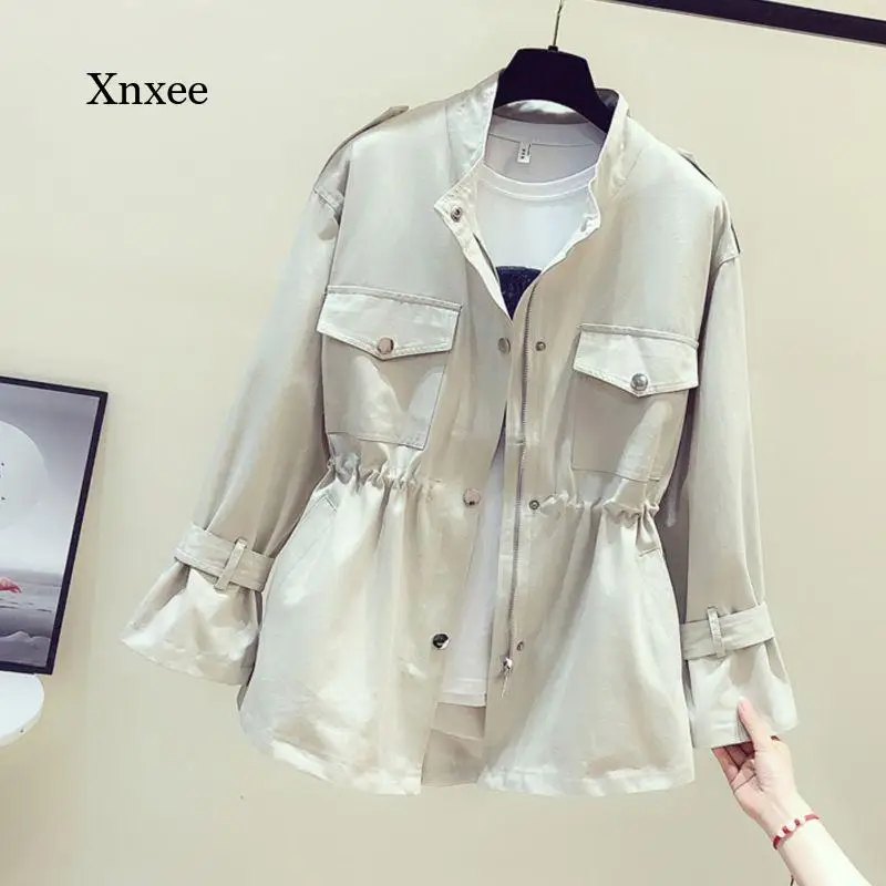 

2021 Spring and Autumn Women's Jacket Long-Sleeved Casual Windbreaker Women's Basic Jacket Jacket Zipper Lightweight Jacket