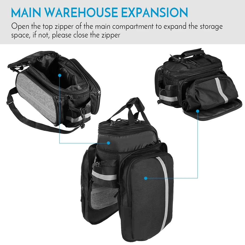 Bike Waterproof Seat Pannier Pack Dog Carrier Bag Luggage Outdoor 25L Bicycle Pannier Bag Rear Rack Trunk Bag With Rain Cover