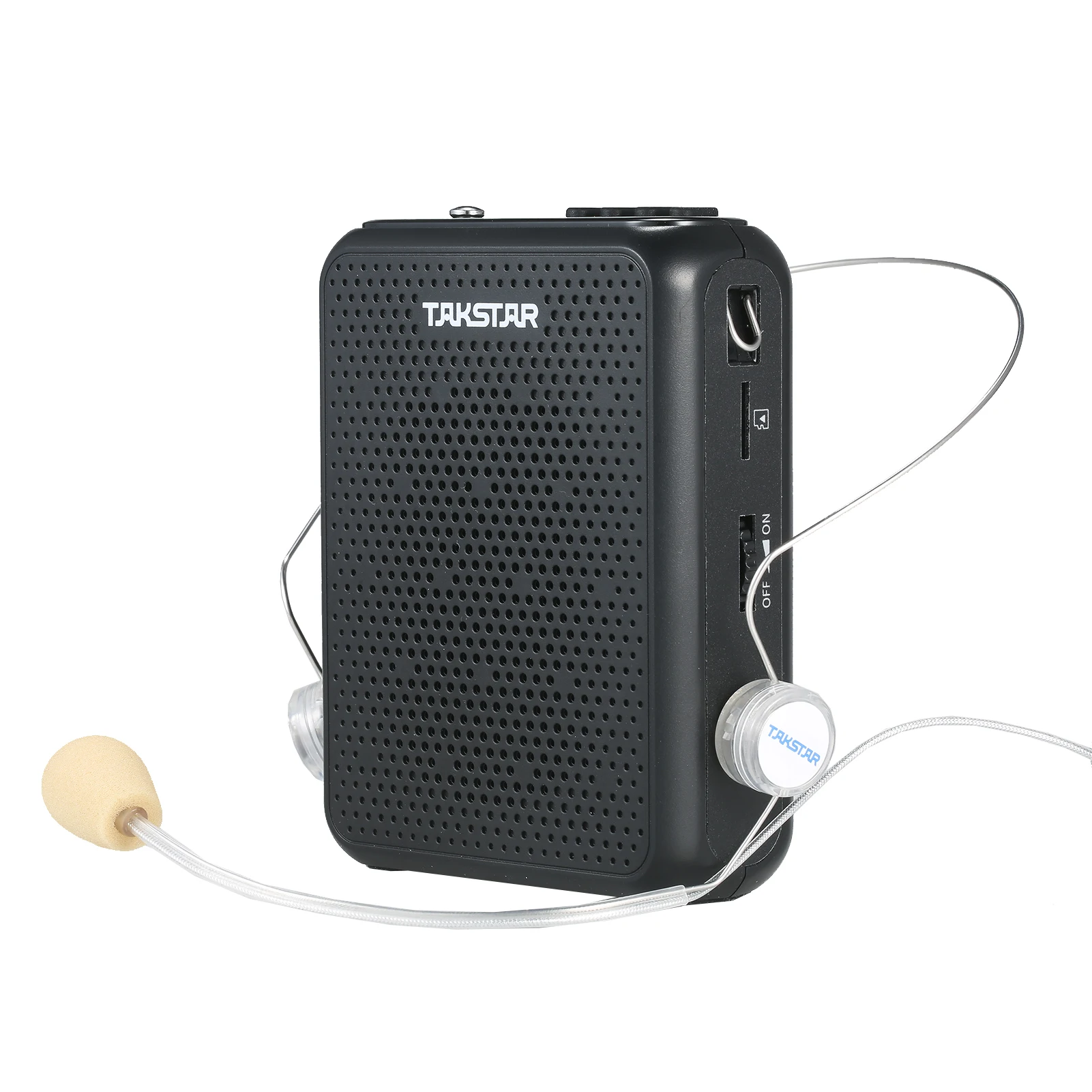 micrófono de auriculares con cable pequeño amplificador de voz personal 12 W 2000 mAh recargable sistema de micrófono portátil para profesores o al aire libre Amplificador de voz negro 