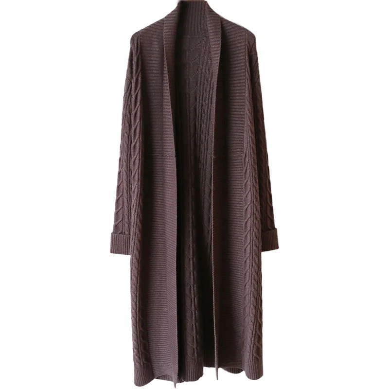 Lace Up Autumn Winter Sweater Cardigan Slim Women Korean Fashion Knitted Thick Long Cardigan Coat Ladies Lazy Knit Jacket AA5040