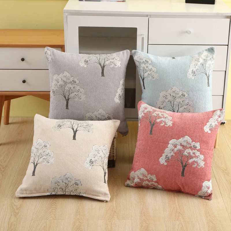 

Luxury Chenille Embroidery Cushion Cover Tree Pillow Cover Velvet Pillowcase Home Decorative Sofa Throw Pillows 45x45cm Chair