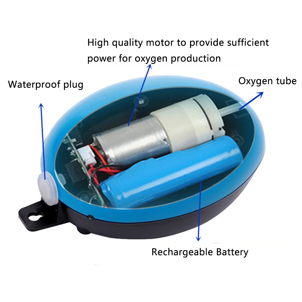 Портативные амортизирующие аксессуары для аквариума с низким уровнем шума, инструмент для рыбалки, мини кислородный насос, воздушный компрессор, зарядка через usb