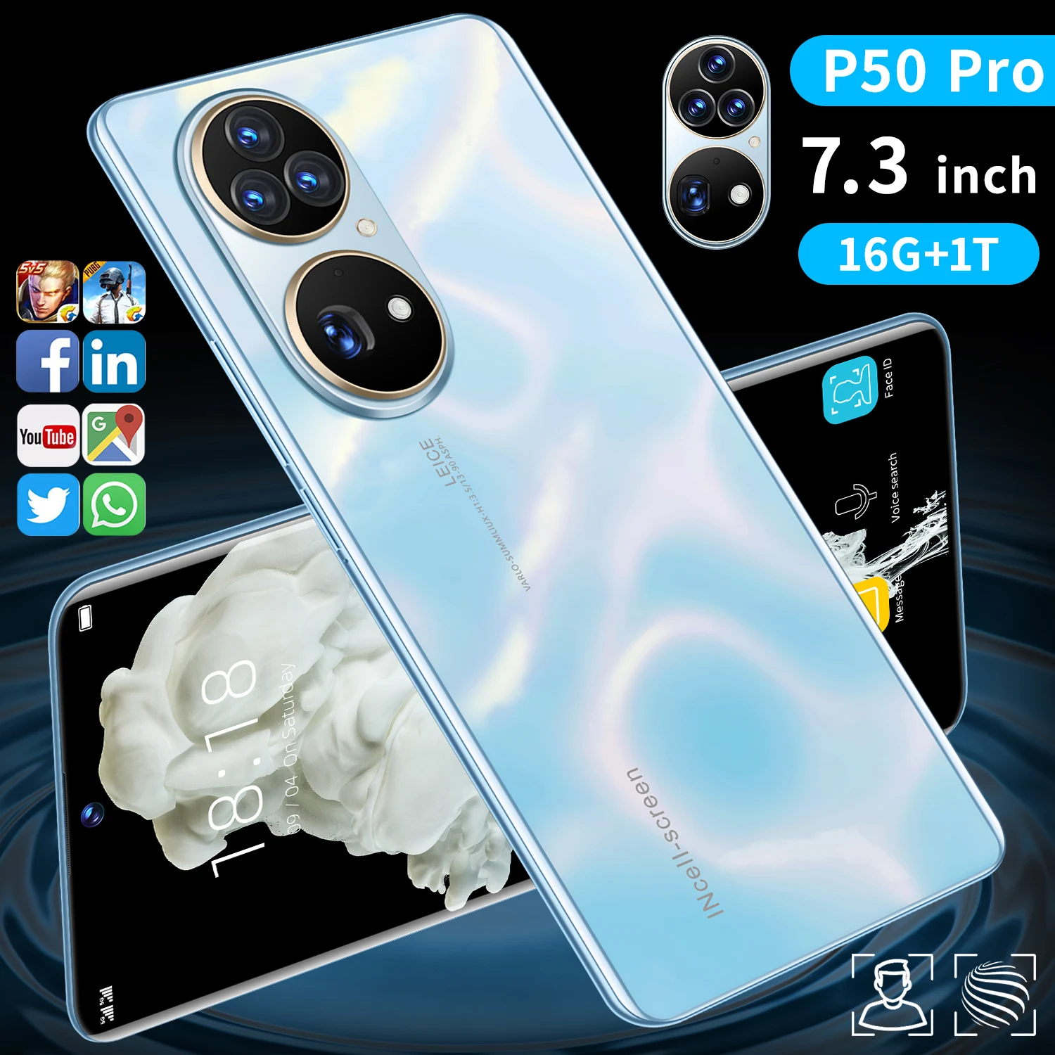 Смартфон P50pro 7 3 дюйма 16 ГБ + 1 ТБ Android | Мобильные телефоны и аксессуары