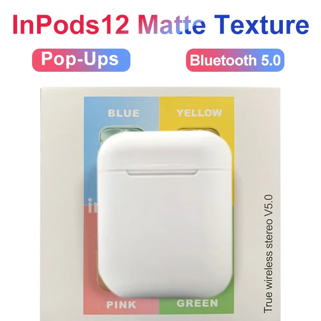 Новые беспроводные наушники Macaron i12 TWS Bluetooth 5,0 в гарнитуре сенсорный всплывающий стерео наушники для телефона HD микрофон - Цвет: i12 D white box