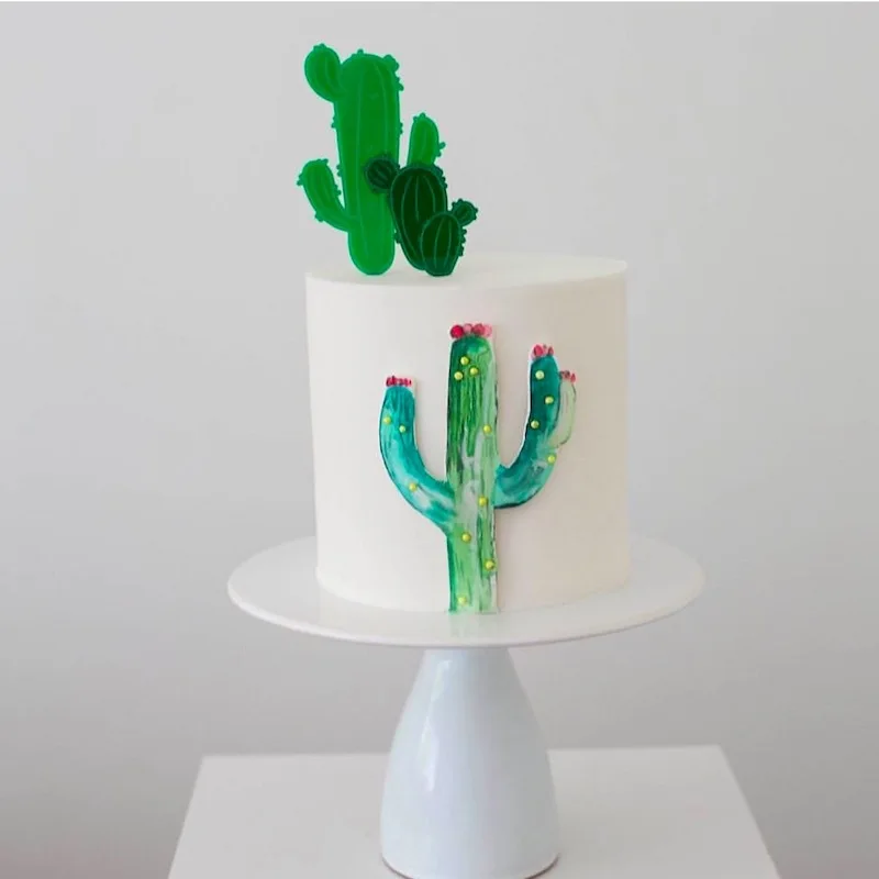 INS Green Cactus Party Cake Topper Plant Theme Birthday Supplies for Baby Shower Decorations | Дом и сад