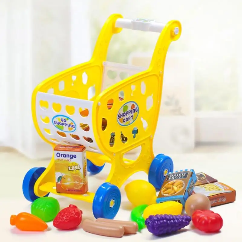 Детская корзина для покупок, набор игрушек, игрушка для ролевых игр, мини-тележка для супермаркетов, обучающая семейная игрушка для детей, подарки