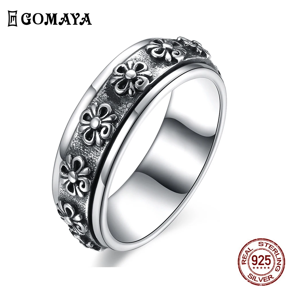 

GOMAYA 925 Sterling Silver Vintage Punk Style Rings For Men Unique Creative Ring For Boyfriend Birthday Party Gift New Arrival