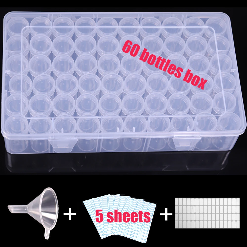 

2020 New 60 Bottles Round Diamond Painting Box Tool Container Storage Box Carry Case Diamond Cross Stitch Accessories Tool