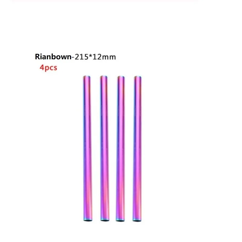 Rainbown 4pcs Сверхширокая соломинка, многоразовая, 304 нержавеющая сталь, соломинка для питья, металлическая соломинка для смузи, тапиока, жемчуг, чай из молочных пузырей - Цвет: Rainbown 4pcs