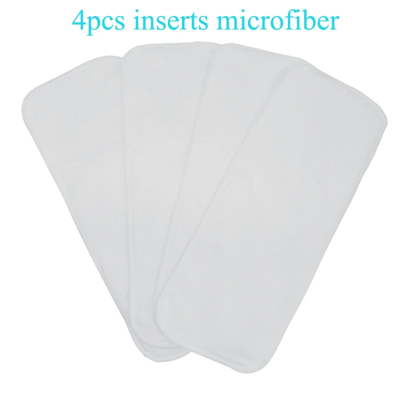 4PCS-INSERTS 4 шт./компл. моющиеся экологически чистые тканевые подгузники; регулируемый пеленки Многоразовые подгузники из ткани подходит 0-2years, на Возраст 3-15 кг для малышей - Цвет: 4PCS-INSERTS