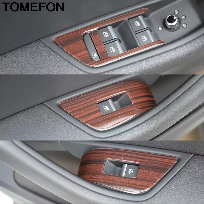 TOMEFON для Audi A4L A4 B9- LHD CarbonFiber автомобильный внутренний подлокотник панель окно Лифт крышка наклейка внутренняя отделка Аксессуары