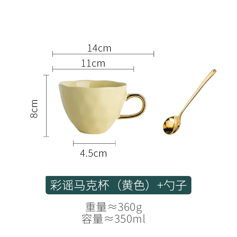 Глод креативный фарфор кофейная чашка ручка милые красочные офисные чайные чашки европейские высокие керамические Copo Com Canudo контейнер 50CC - Цвет: Style 3 spoon