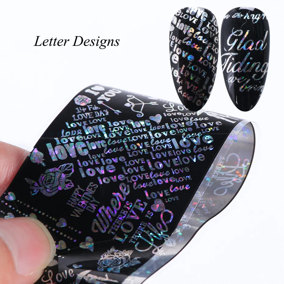 10 шт. рождественские наклейки для ногтей Переводные Фольга для ногтей Снежинка письмо дизайн Водные Наклейки для ногтей Декор Маникюр LA9119