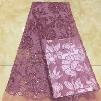 

Onion Nigerian gold tulle sequins embroidery Lace Fabric 2020 High Quality African dry voile Lace Fabric for French Happy party