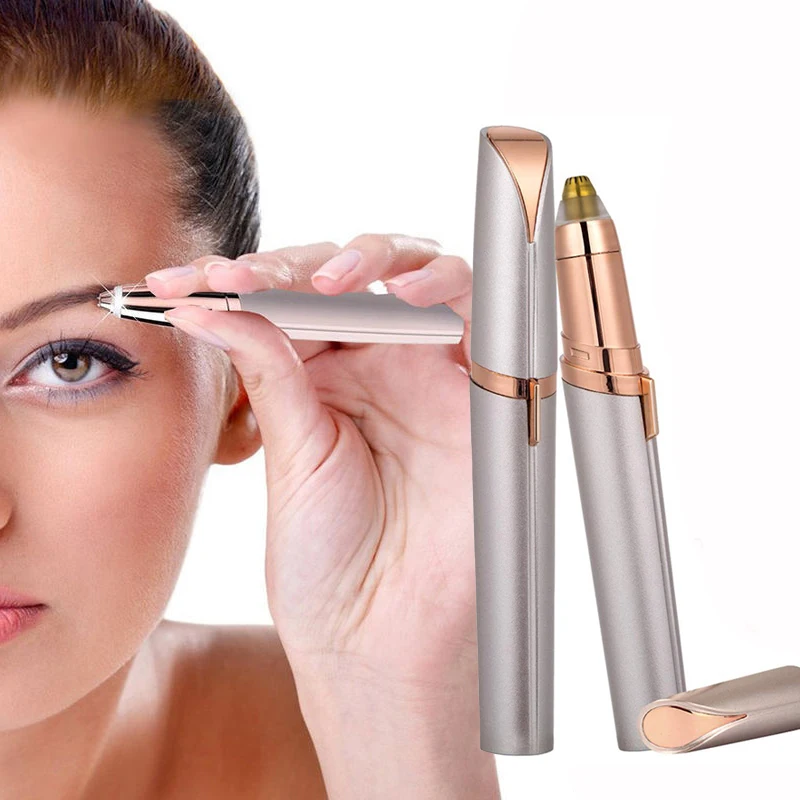 

Mini Electric Eyebrow Trimmer Epilator Lipstick Brows Pen Hair Remover Painless Portable Eye Brow Razor Shaver With LED And Box