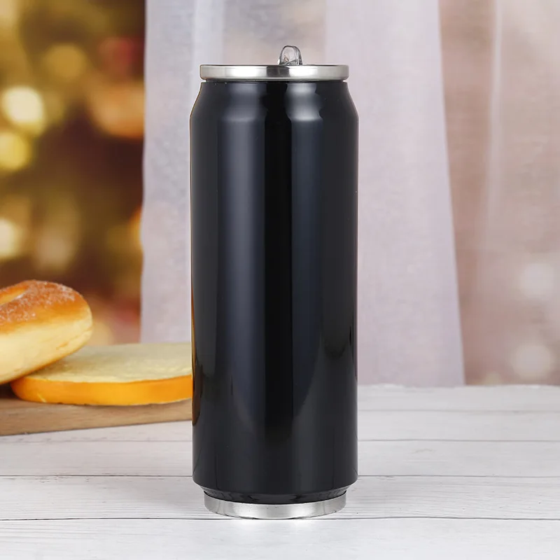 Стиль может Форма термос 500 мл Нержавеющая сталь вакуумная фляга автомобиля Портативный Кофе изотермическая чашка - Цвет: Черный
