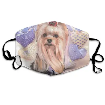 

Yorkie Sweet Washable Reusable Mask, Cotton Anti Dust Half Face Mouth Mask For Kids Teens Men Women With Adjustable Ear Loops