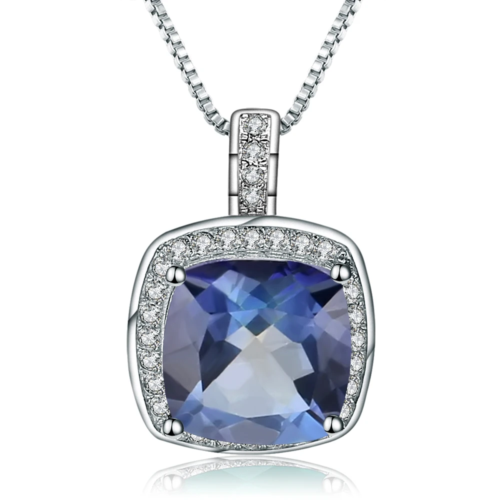 Gem's Ballet 925 Sterling Silver Cushion 3.66Ct Natural Iolite Blue Mystic Quartz Necklaces& Pendants For Women Fine Jewelry
