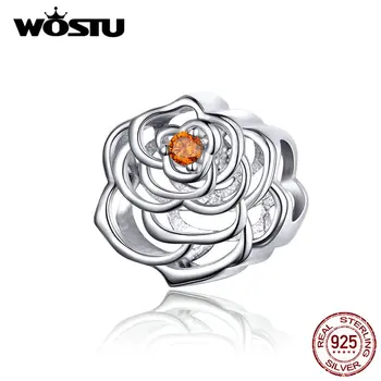 

WOSTU 2019 Flower Rose Beads 925 Sterling Silver Fit Original Charm DIY Bracelet Pendant Jewelry Making Beads Accessories CTC079