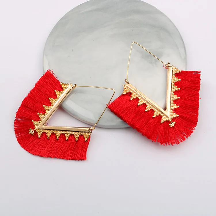 

Crazy Feng Fashion Femme V Style Drop Earrings Gold Color Long Chain Tassel Earring Dangles Bohemian Jewelry Brincos