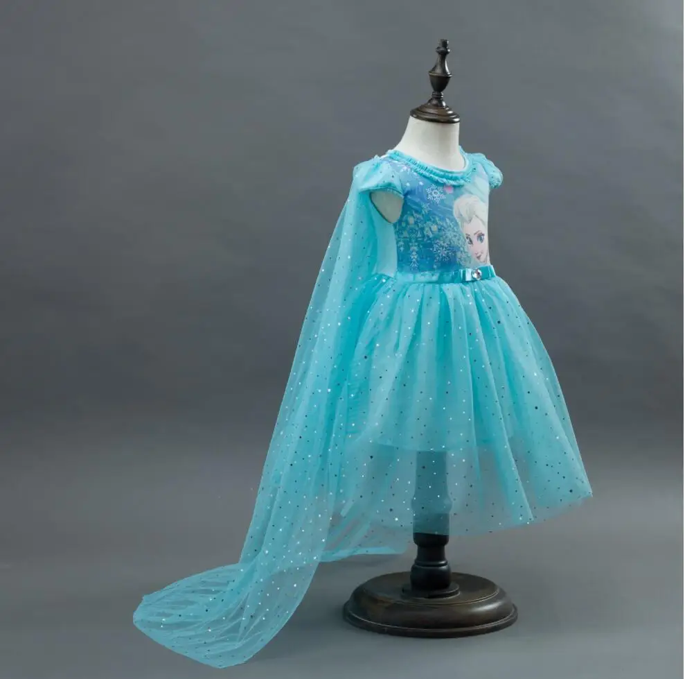 5pcs Girls Summer Dress Elsa Anna Baby Kids Clothes Girl Snow Queen Cosplay Costume Birthday Party Children Clothing Vestidos