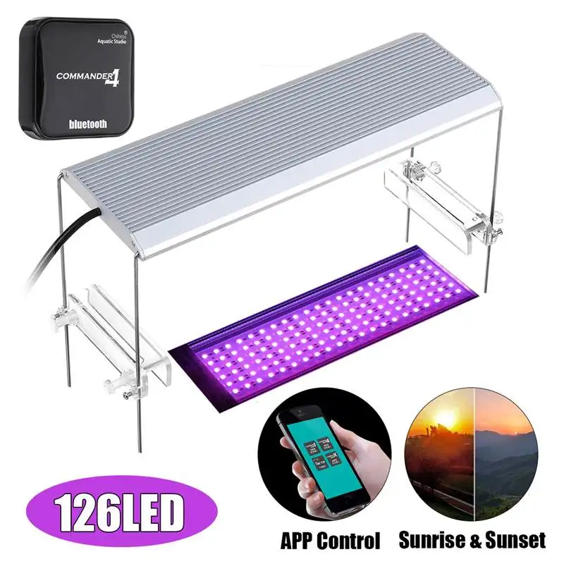

RGB 126LED 23W Fish Tank Lamp with Commander Controller US/EU/UK/AU Plug fit for 45-60cm Fish Tank Aquarium Lamp