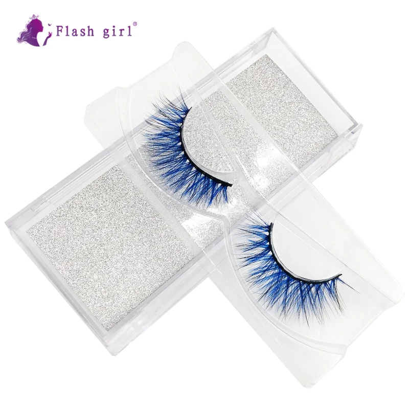 Flash Girl Makeup ресницы серии E с индивидуальным ярлыком, 1 пара, 3D норковые цветные накладные ресницы