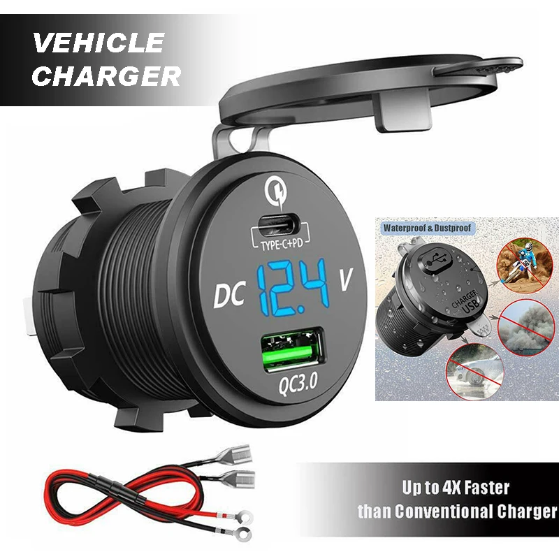 Type-C PD и QC 3,0 Быстрая зарядка USB Автомобильное зарядное устройство для мотоцикла лодки RV для huawei P30 Pro mate 20 X аксессуары для автомобильного зарядного устройства