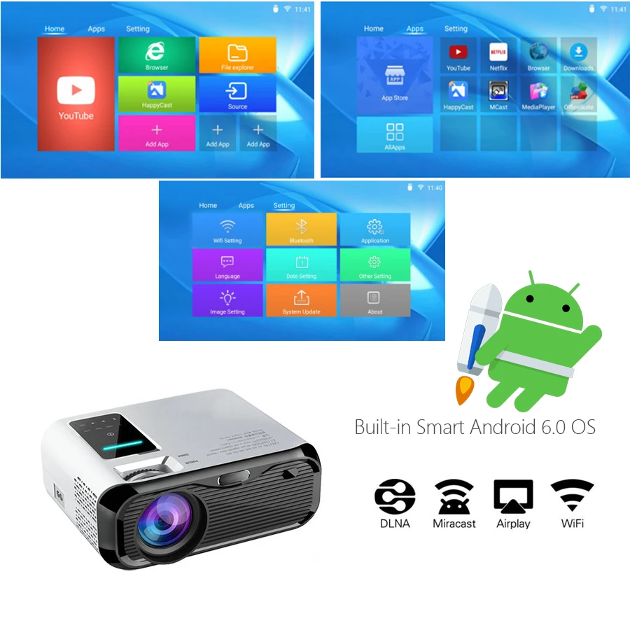  VIVICINE Newest 720p Portable LED ProjectorOption Android Handheld HDMI USB Home Theater Video Game