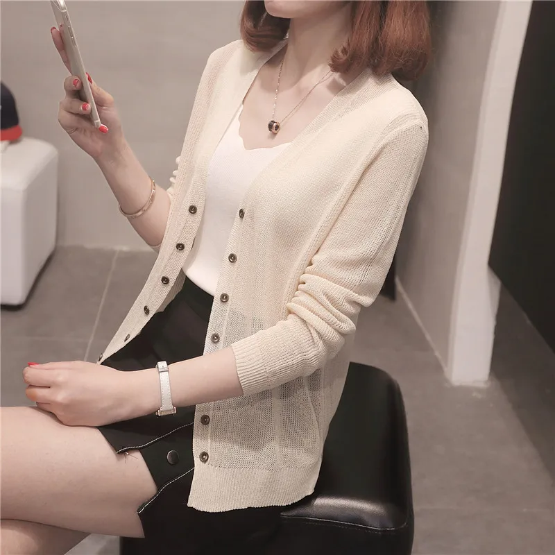 Sun-knit Cardigan Women's Short Section For 2021 Summer New Thin Ice Silk Loose Coat Shawl Air Conditioning Shirt | Женская одежда