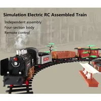 High Simulation Steam spray 2.4G RC Steam Train 666CM Large Track Railway DIY Assembly RC Toy Sound Smoking Effect Train  Tracks 2