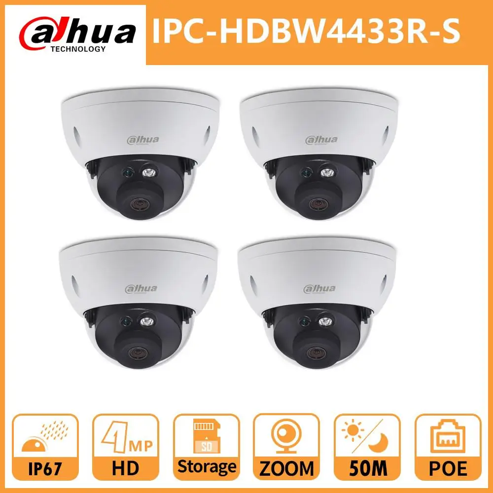 

Dahua IP Camera DH IPC-HDBW4433R-S 4MP ZOOM security Dome CCTV camera POE Onvif Network HD IR50M IP67 SD card slot