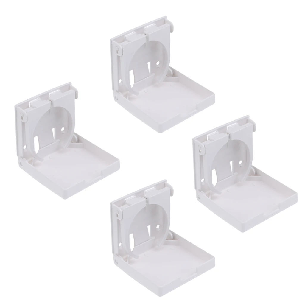 4 X Adjustable Folding White Nylon Drink Cup Holders Boat/Marine/Caravan/Car