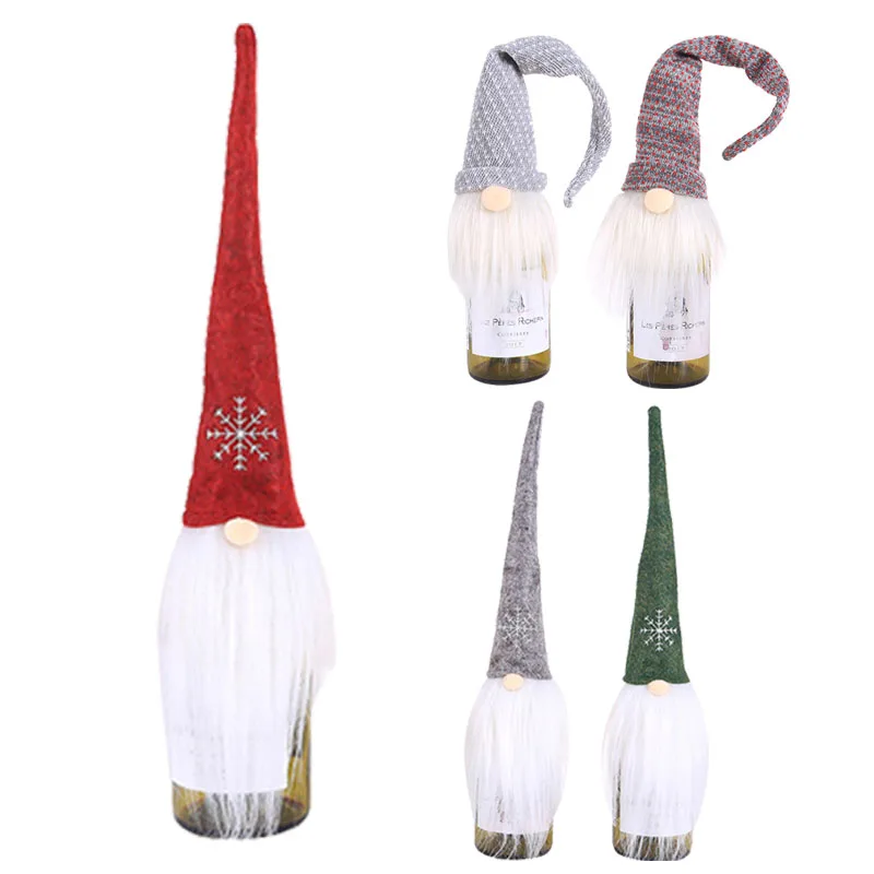 

New Snowflower Wine Bottle Cover Bag Christmas Wine Bottle Clothes Wrapper New Year Party Table Decoration for Home Dinner Decor
