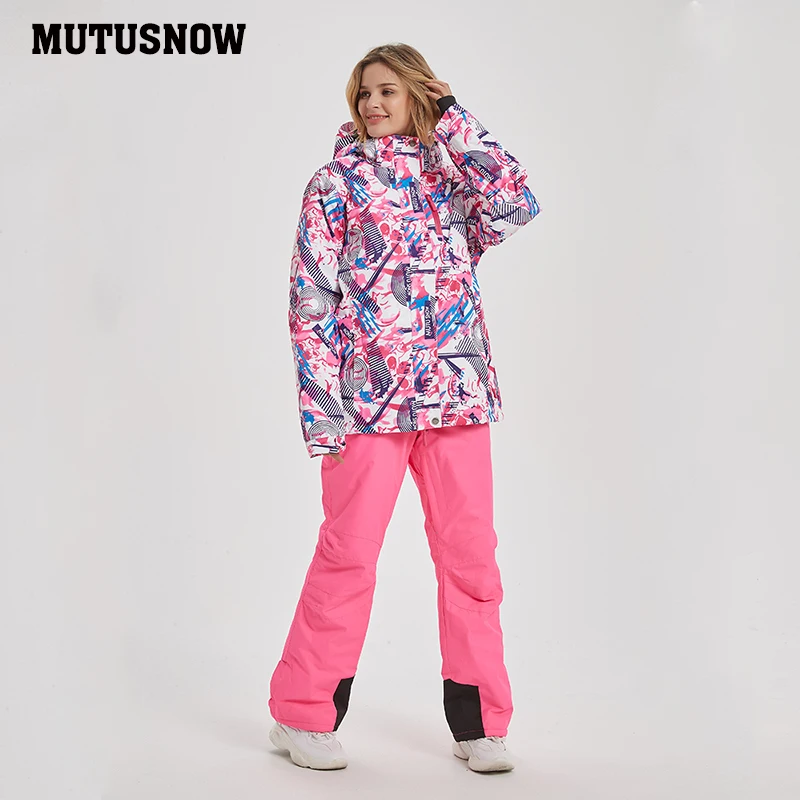 

Mutusnow 2020 New Thicken Warm Ski Suit Men Women Winter FemaleBreat Windproof Waterproof Skiing Snowboarding Jacket Pants Suit