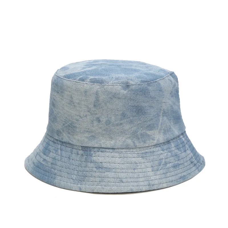 Женская шляпа, Ретро стиль, рыбацкая шляпа с эффектом потертости, Женская Весенняя новинка, джинсовая Двусторонняя шляпа для бассейна, шляпа от солнца на открытом воздухе - Цвет: Небесно-голубой