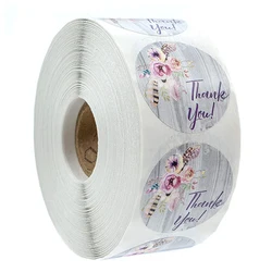 500 Pcs/roll Round Paper Label Sticker Thank You Hand Made Floral Stickers Heart Stickers For Scrapbook Stationery Sticker