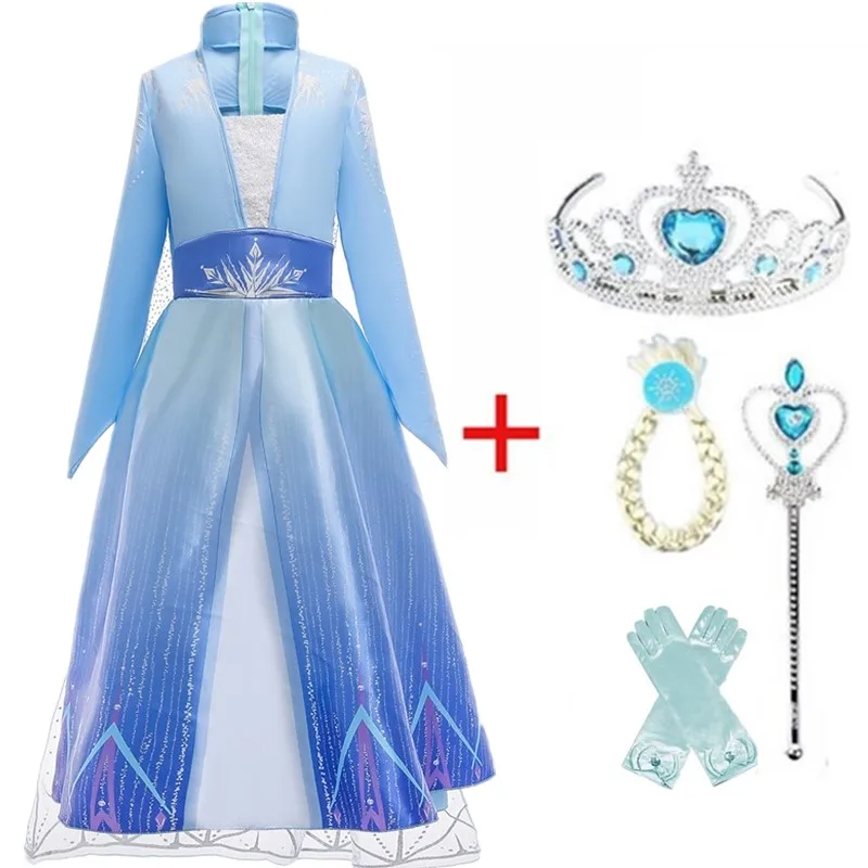 

Anna Elsa 2 New Girls Princess Dress Halloween Cosplay Costume Winter Long Sleeve Elza Costume for Kids Girl Vestidos 4 6 8 10 T