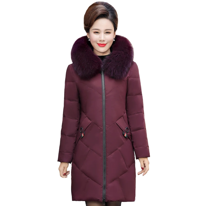 

2019 Real Fox Fur Collar Winter Coat Women Long Parkas Solid Thicken Warm Winter Down Jacket Women Long Coat Plus Size 5XL