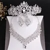 KMVEXO Luxury Heart Crystal Bridal Jewelry Sets Wedding Rhinestone Crown Tiara Earrings Choker Necklace African Bead Jewelry Set ► Photo 2/6