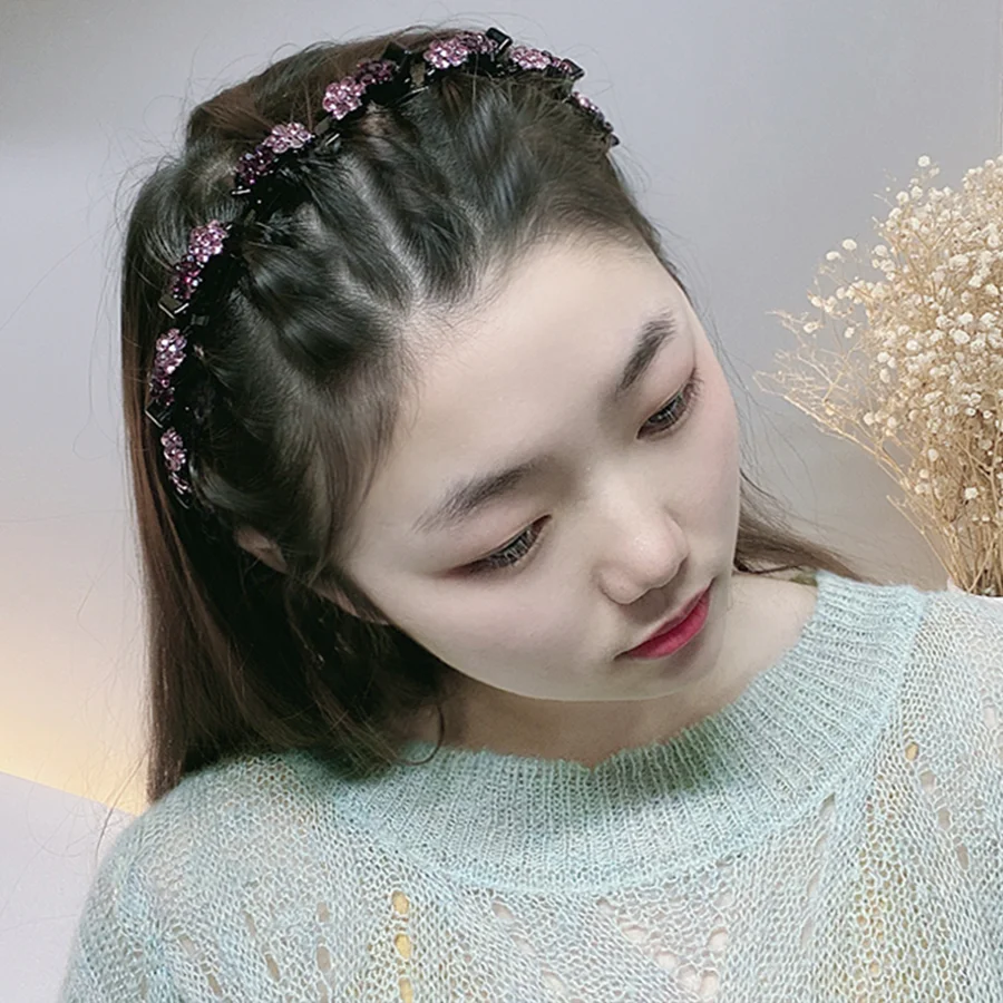 ユニセックスヘアバンドヘッドバンド男性女性スポーツヘアバンド花のヘアフープダブル前髪毛ラインストーン編組集約ヘッドバンド レディースヘアアクセサリー Aliexpress