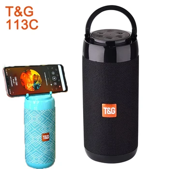 

TG113C Column Portable Bluetooth Mini Speaker with FM Radio Waterproof Subwoofer Wireless Loundpeakers &Phone Holder
