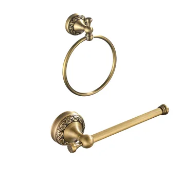 

2 Pack Bathroom Accessories Toilet Roll Paper Holders Towel Ring Hangers Bath Collection Set Wall Mount