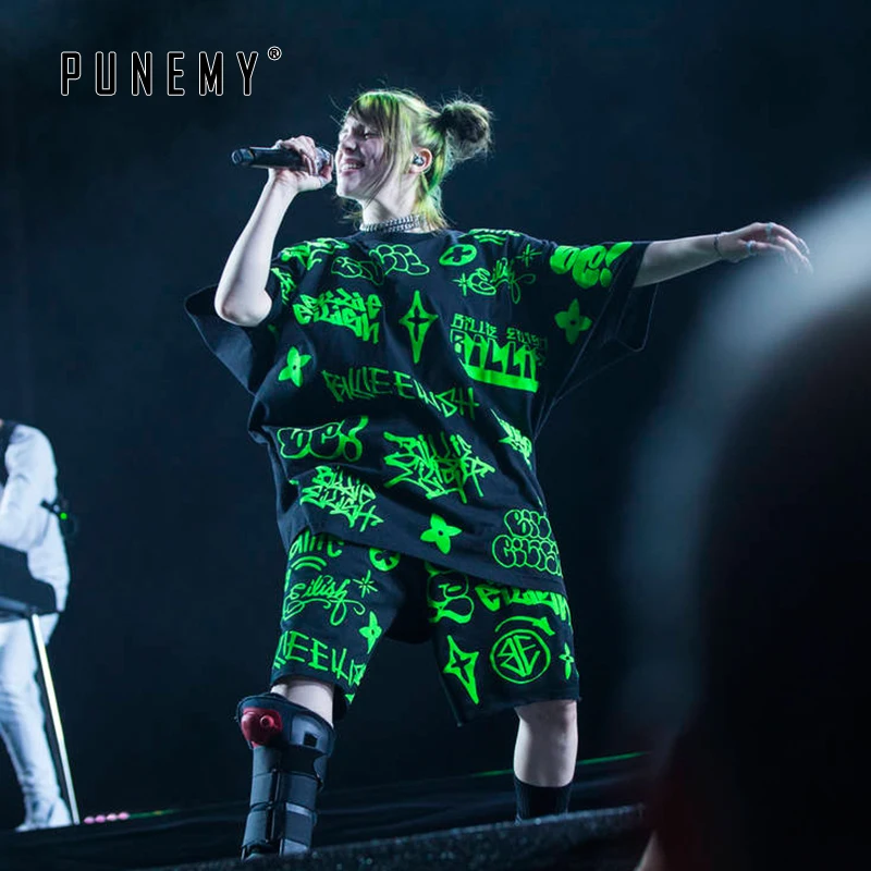 

Billie Eilish World Tour Men Shorts Streetwear Hip Hop 100% Cotton 2020 Summer New Track Pants Trousers Joggers Women Shorts