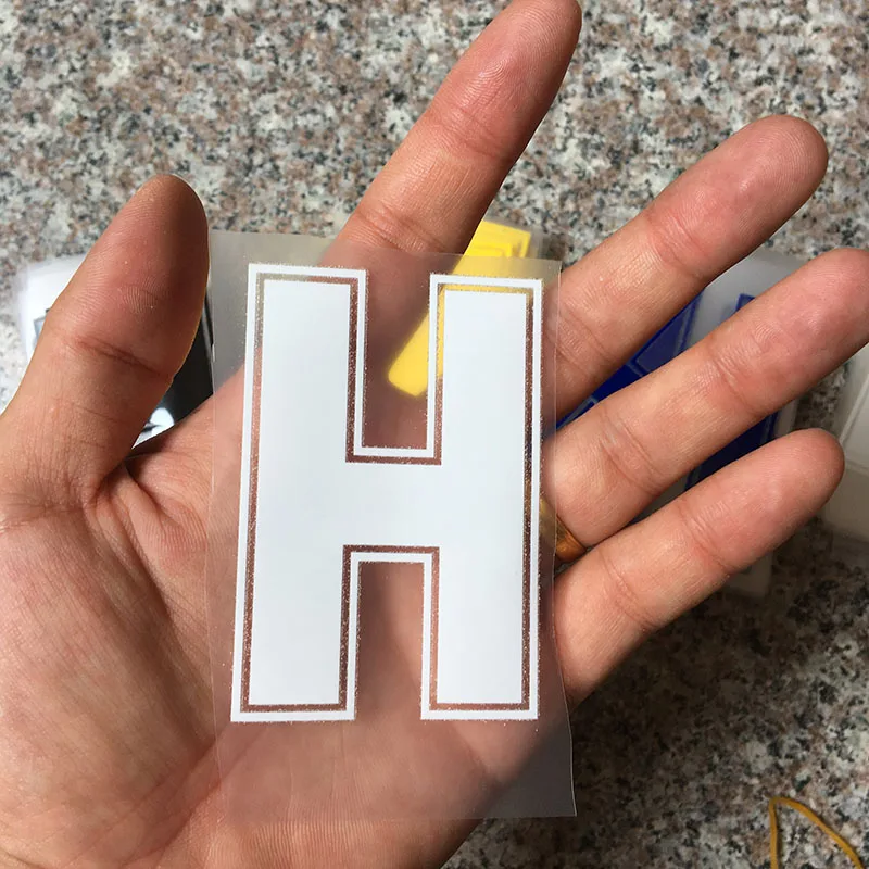 H 8 см белый цвет письмо A-Z термонаклейки название Спортивная тканевая наклейка Горячая теплопередача DIY термоклейкие для одежды сумка обувь - Цвет: H