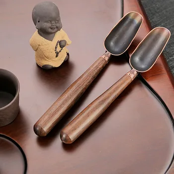 

Multipurpose Tool Wooden Handle Easy Clean Anti Sprinkle Tea Spoon Kitchen Coffee Scoops Tableware Metal Accessories Household