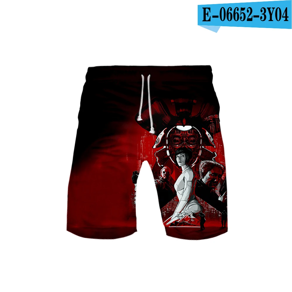 Men's 3D Ghost in the Shell Shorts 3D Board Trunks Summer New Quick Dry Men Hip Hop Short Pants Beach Wear for men plus size - Цвет: Серый